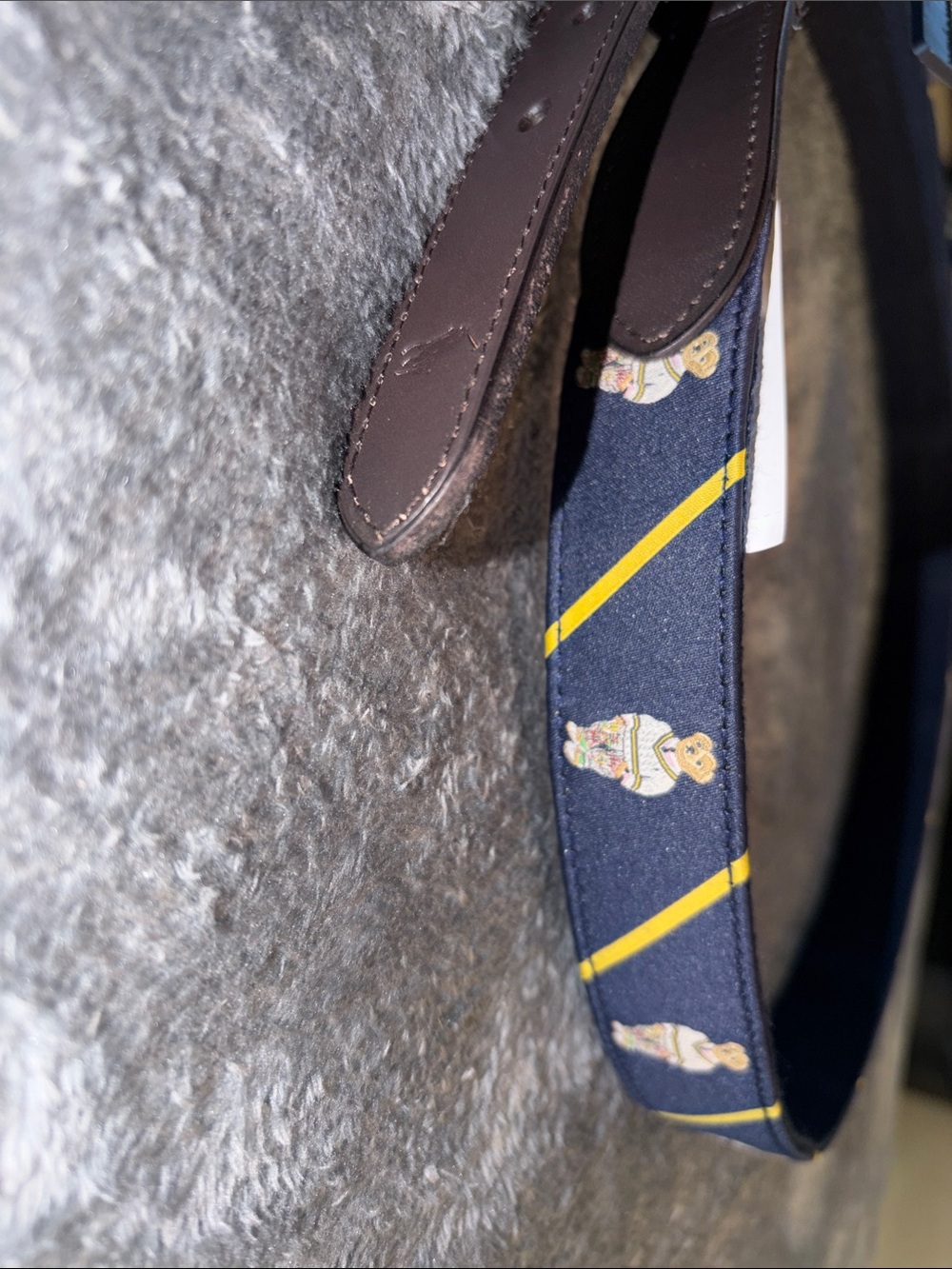Polo by Ralph Lauren Navy Strap with Brown Leather & Bear Motif